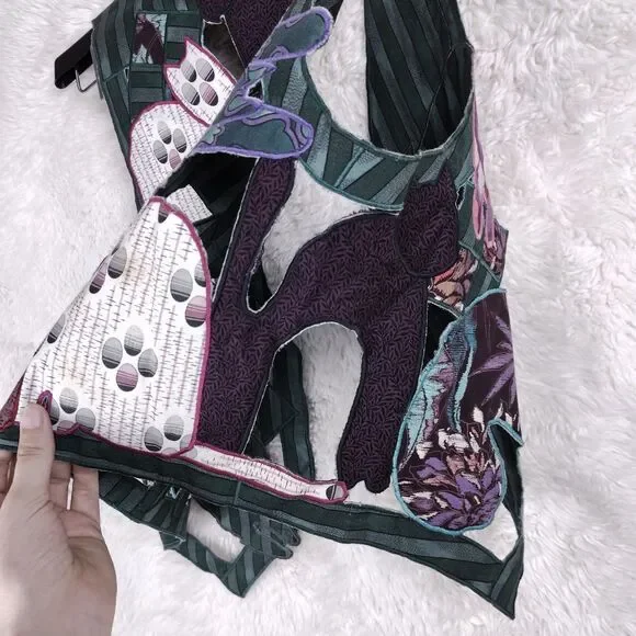 Handmade Patchwork Cat Vest Cutout Quilt Colorful Cats - Picture 8 of 9